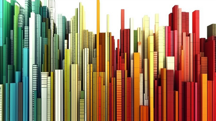 Fototapeta premium Vertical multi-colored lines background with white background
