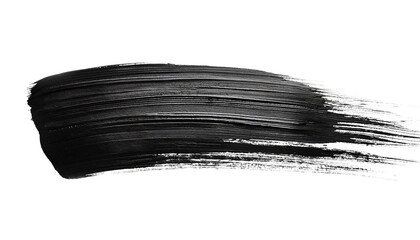 Bold black paint brush stroke isolated on a white background. PNG transparent.