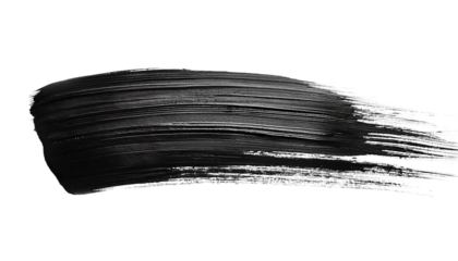 Bold black paint brush stroke isolated on a white background. PNG transparent.