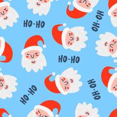 Christmas seamless pattern with happy Santa.