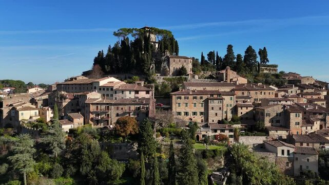 Cetona, exclusive tourist destination in Tuscany, Siena. Italy.
Aerial view of the medieval village of Cetona, famous tourist attraction in Tuscany.