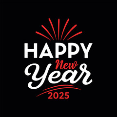 Happy New year 2025 typography,
Banner, Postcard, Event Invitation, design element, Happy new year hand Drawn Lettering, Vector illustration.