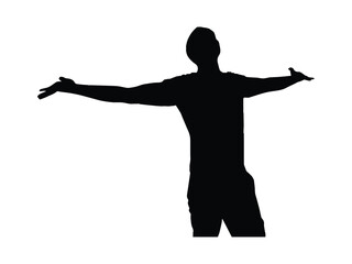 silhouette of man with open arms, vector

