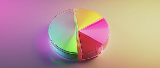 Obraz premium A vibrant, multicolored pie chart showcasing sections in pink, green, and yellow against a softly blurred background.