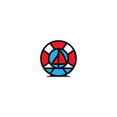 Lifebuoy sailboat logo design concept.