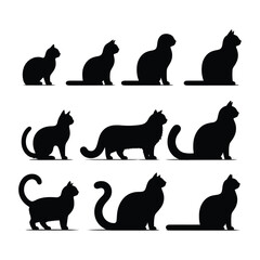 collection of vector silhouette cats
