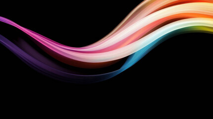 Colorful wave of light on a dark background creates a dynamic and festive atmosphere, AI