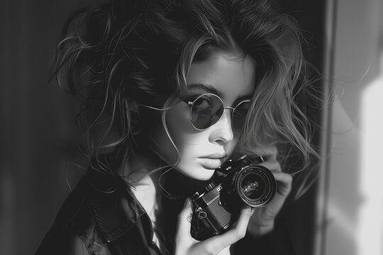 A woman with a camera World photographer day.