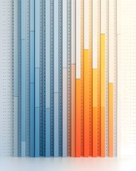 Abstract bar graph with gradient colors representing data trends