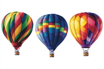 Obraz premium A set of brightly colored hot air balloons rising into a clear sky. 