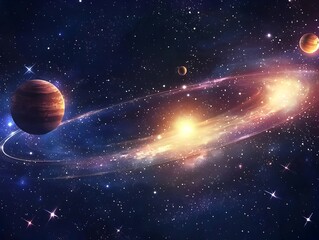 Naklejka premium Ethereal Cosmic Frame Showcasing the Grandeur of the Universe and Infinite Possibilities