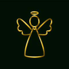 Angel icon, golden metallic thin 3d lines vector illustration collection.