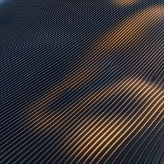 Abstract wavy surface with glowing lines and textures