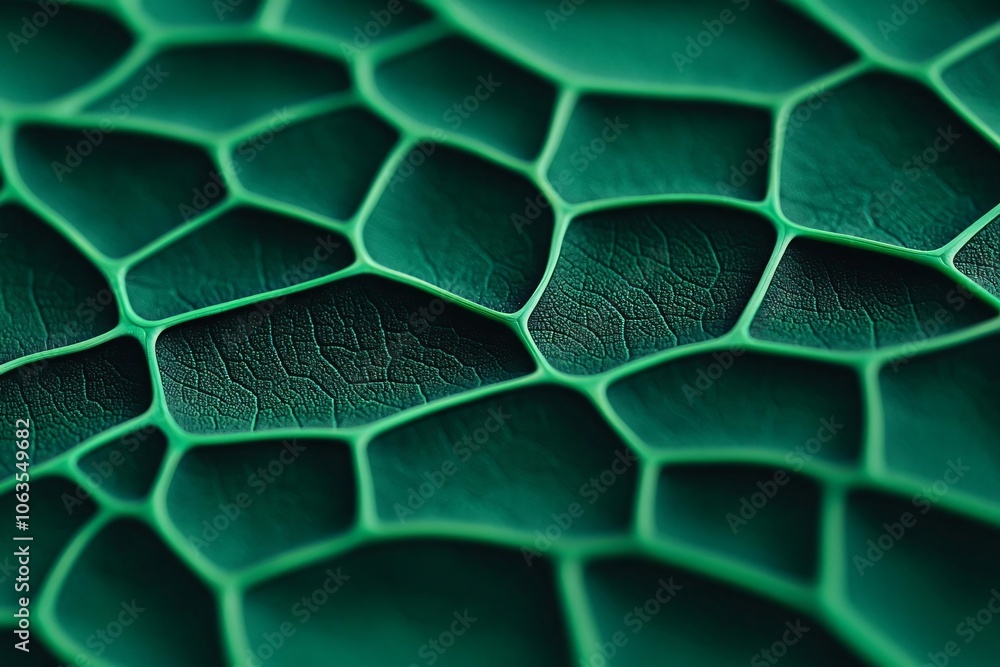 Poster close-up of a green textured surface resembling natural patterns, showcasing intricate lines and sha