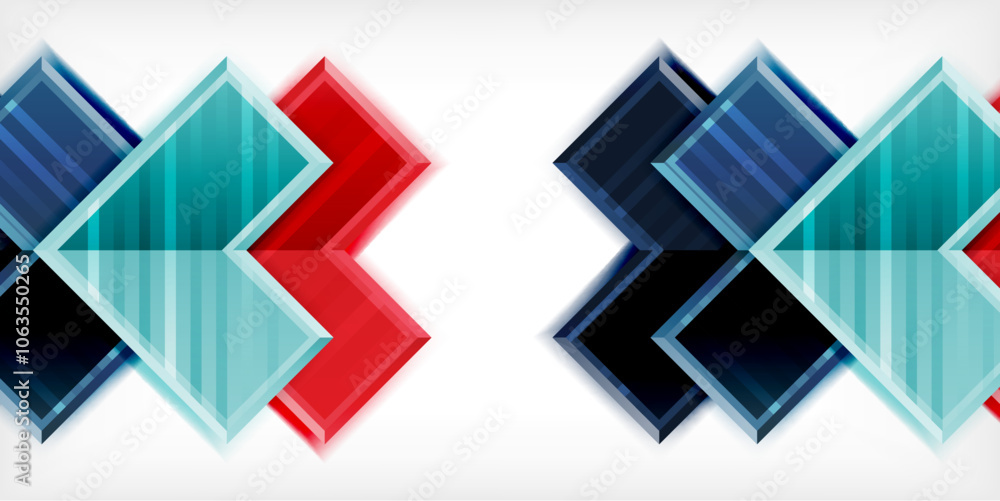 Aufkleber Arrow symbols created with 3d effects and line texture geometric abstract background