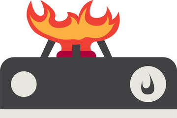 Illustration Gas Stove With Fire On