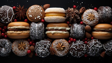 A Festive Arrangement of Delicious Sweet Treats with a Touch of Cinnamon and Star Anise