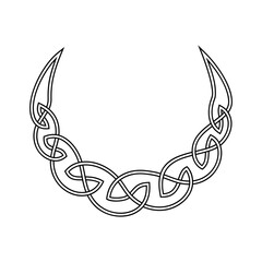 Lunar amulet vector line art illustration. Celtic style knotwork. Lunula talisman symbol.