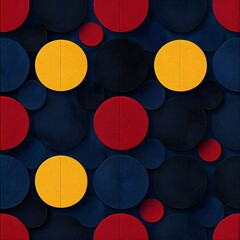 Abstract pattern of colorful textured circles on dark background