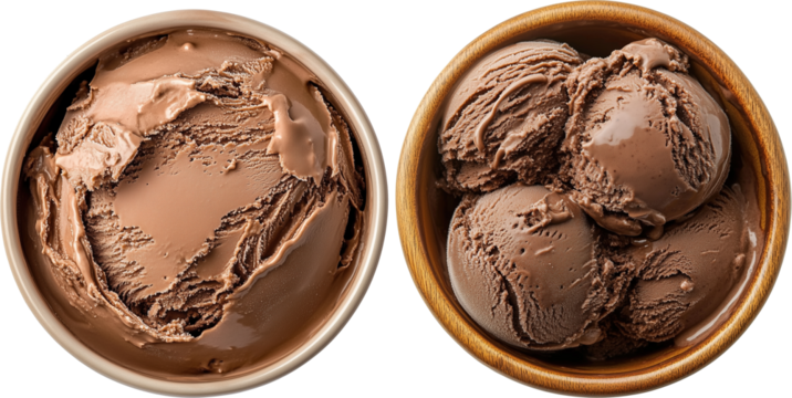 Top view ice cream chocolate in a ceramic cup
isolated on transparent background, scoope ice cream PNG, chocolate ice png