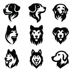 Charming Dog Set Vector Silhouette Design