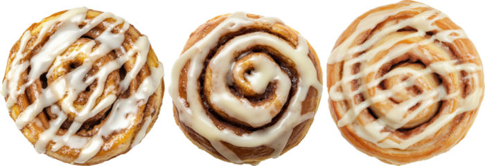 Top view Cinnamon roll isolated on transparent background, Cinnamon roll  png