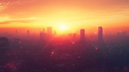 The Sunset Over Urban Landscape