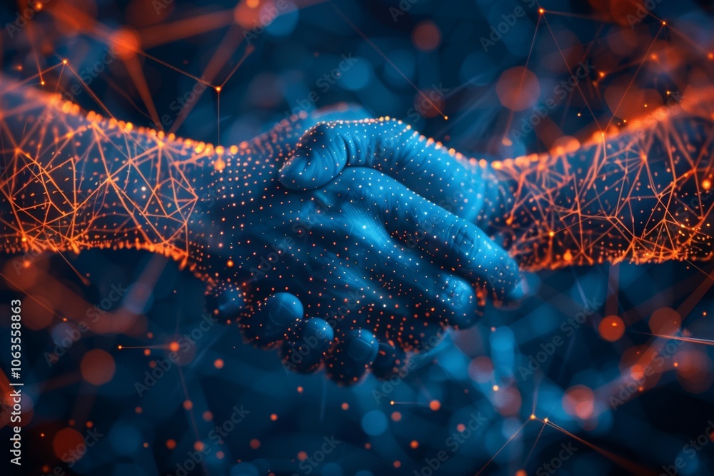 Aufkleber digital handshake: vibrant innovation in modern technology and networking