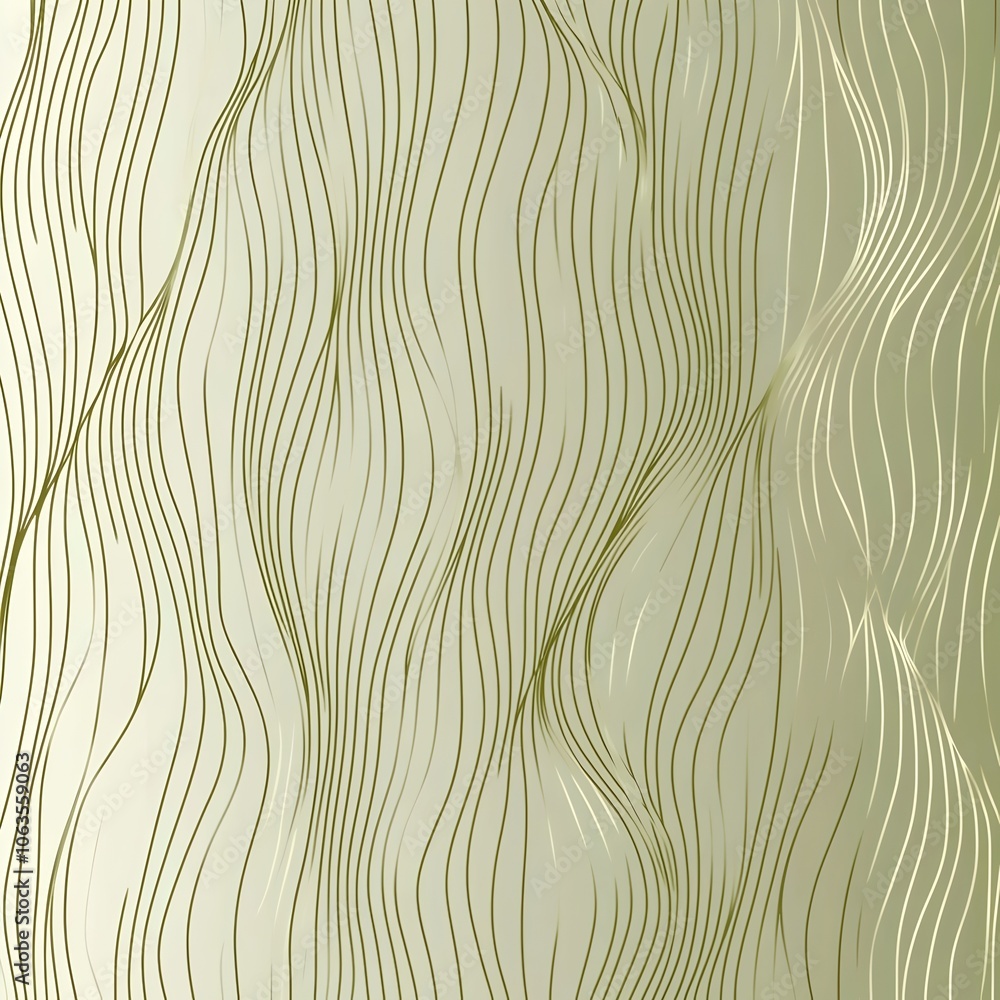 Aufkleber abstract wavy background in soft green tones with delicate gold lines, creating a serene and elegant