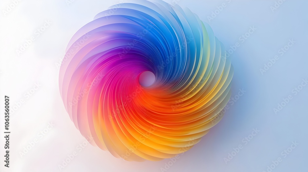 Poster expanding circular gradient with subtle 3d effect on clean white background