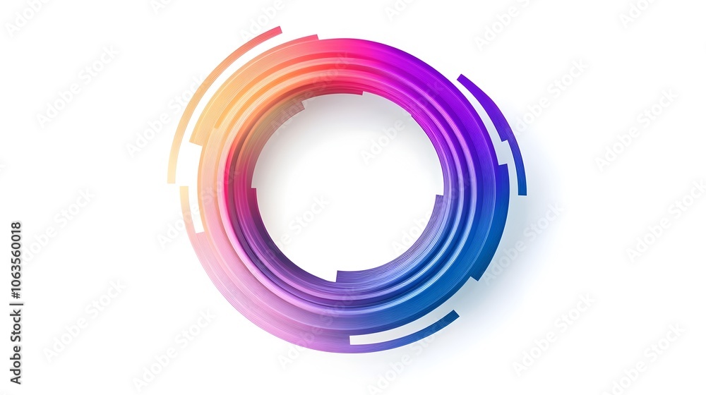 Poster expanding colorful gradient with 3d visual effect on clean white background