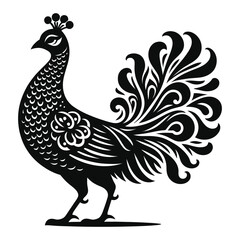 vector illustration silhouette peahen design