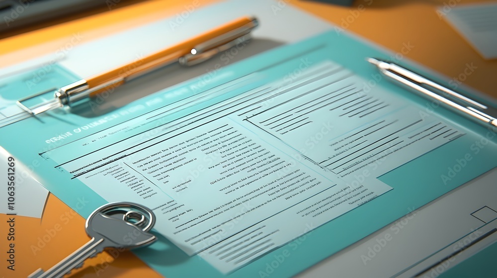 Poster approved mortgage document with interest rate details and symbolic keys