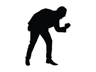 A silhouette of a businessman having a painful cough, vector
