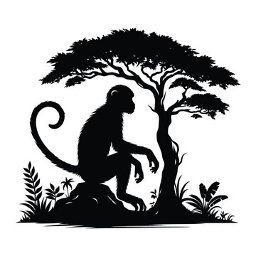 recommend clip art: cute vector silhouette illustration monkey design
                    