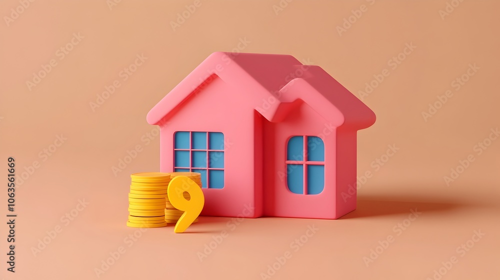 Poster 3d render of mortgage statement with highlighted interest rate and total loan cost