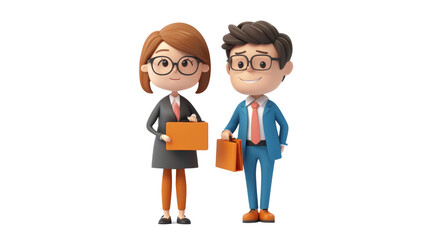 Obraz premium 3D Cartoon Business Teamwork