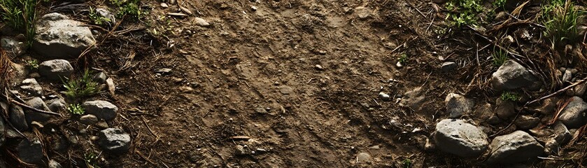 Obraz premium A Close-Up View of a Dirt Path with Rocks and Grass
