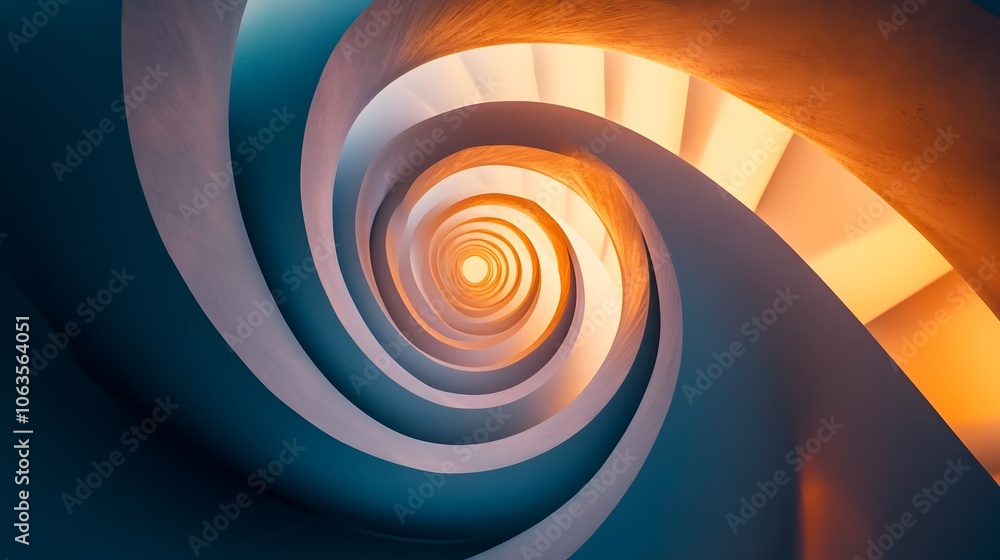 Poster expanding spiral with gradient colors and soft motion blur