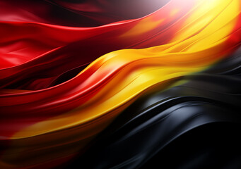 Flying German flag with black, red, and yellow colors symbolizing national unity useful as background