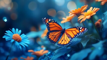 Captivating Monarch Butterfly in Orange Sipping from Bright Summer Blooms