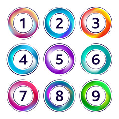 Vector number web buttons isolated on white