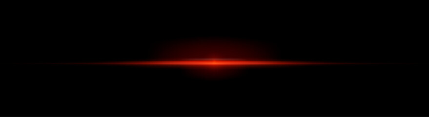 Speed ​​vector illustration, road. Red laser beams isolated on black background.Red lens flash. Horizontal rays glowing in the dark. Abstract light effect line.