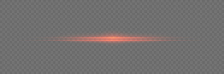 Speed ​​vector illustration, road. Red laser beams isolated on black background.Red lens flash. Horizontal rays glowing in the dark. Abstract light effect line.