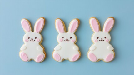 Obraz premium Happy Easter. Multicolored pastel easter cookies on a isolated background. Bunny.