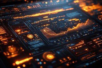 Fototapeta premium infographic showcasing big data analytics with dynamic graphs and charts visually interpreting data distribution across various business categories in a sleek modern design