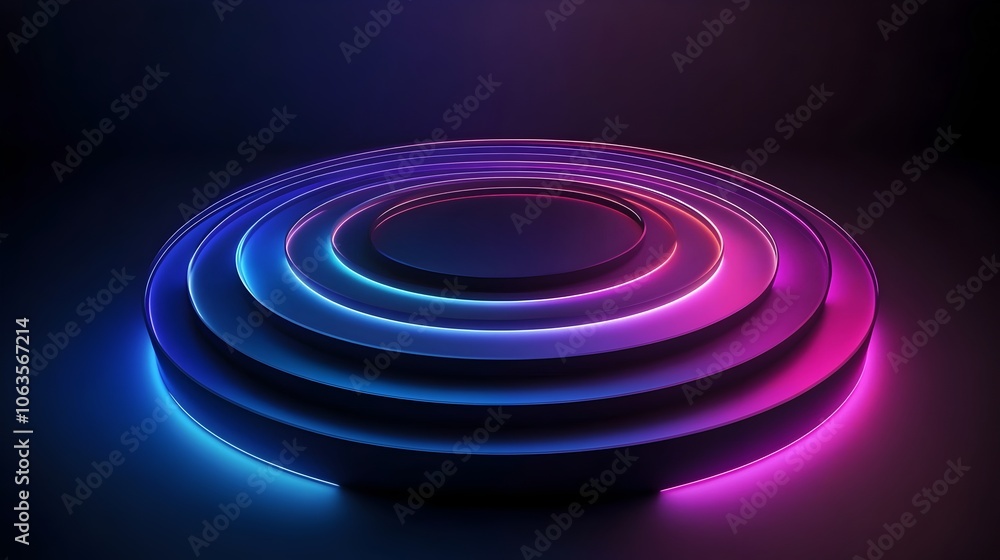 Aufkleber glowing gradient rings expanding into a dimensional abstract background
