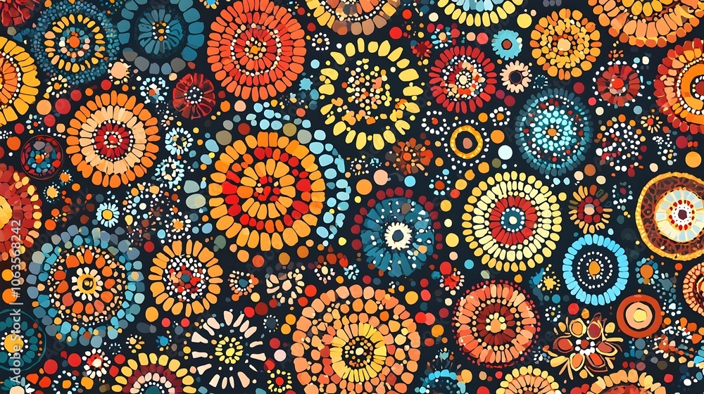 Poster vibrant mosaic inspired background with intricate tile like patterns for themes