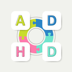 Vector infographic ADHD puzzle pie chart diagram