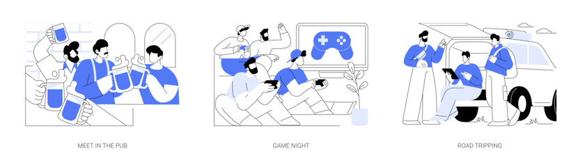 Men friendship isolated cartoon vector illustrations se